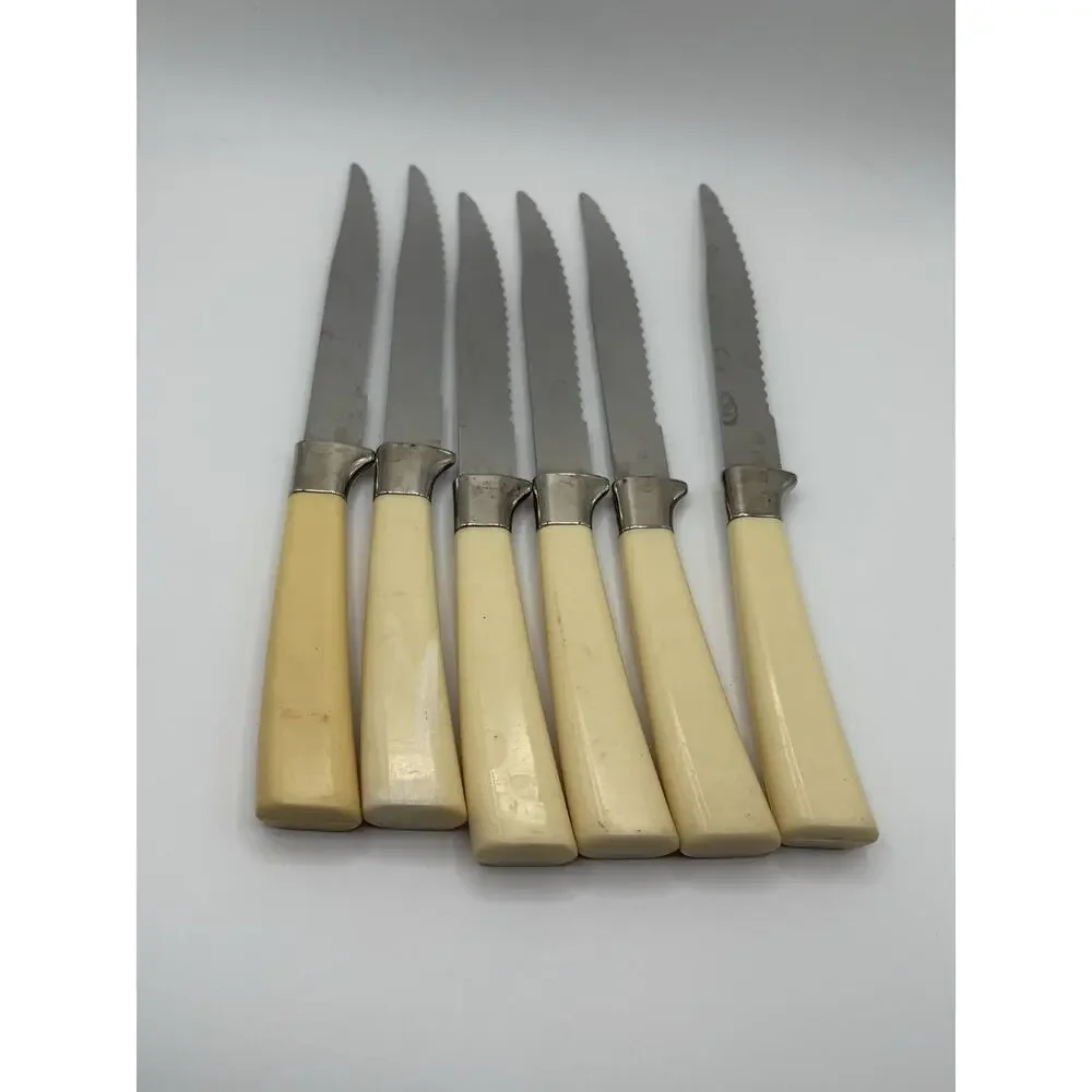 Vintage Regent Sheffield Stainless Steel Steak Knives Set of 6 Made in England